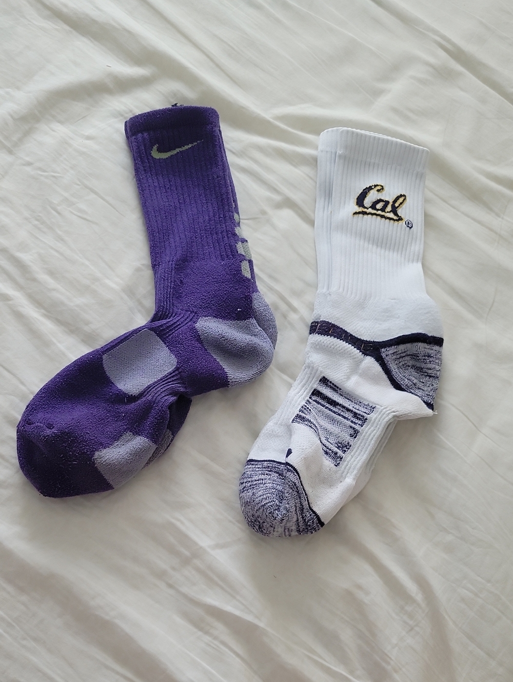 Nike Purple and White Athletic Crew Socks with Cushioned Zones
